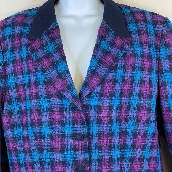 Pendleton Vintage Womens Wool Plaid Blazer Size 14 Corpcore Old Money Jacket - Picture 13 of 14